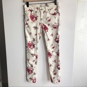 Free People White Floral Jeans